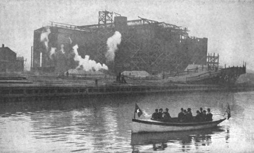 FIG. 13 ELECTRIC LAUNCH ROTARY IN FRONT OF FISK STREET STATION.