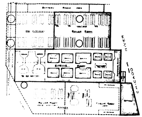 FIG. 2. BLOCK PLAN OF HARRISON STREET STATION, SHOWING ACCRETIONS.