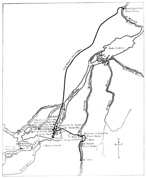 FIG. 10 MAP SHOWING LOCATION OF WATER POWER PLANTS AND DISTRIBUTING STATIONS.