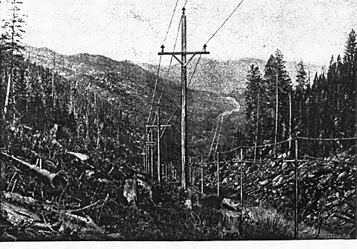 THE TRANSMISSION LINE AT 7,000 FEET ELEVATION. A CHARACTERISTIC ROCKY MOUNTAIN REGION.