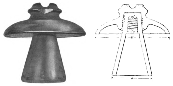 FIGS. 20. AND 21.A GLASS \"UMBRELLA\" TYPE INSULATOR