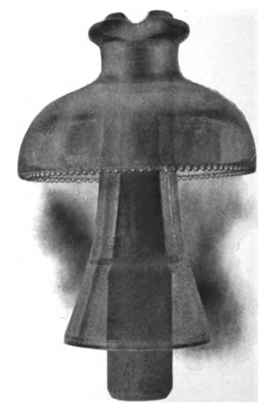 FIG. 28. -- ONE OF THE INSULATORS OF THE MISSOURI RIVER POWER COMPANY, MADE BY THE HEMINGRAY GLASS COMPANY, COVINGTON, KY. A SECTIONAL VIEW OF THIS IS GIVEN IN FIG. 10