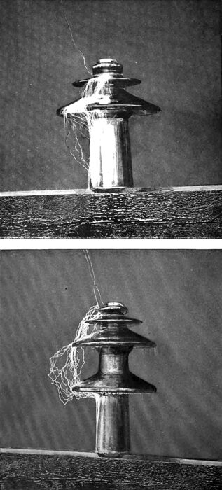 ARCING AT 118 AND 157 KILOVOLTS UNDER A SPRAY OF WATER