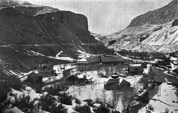 GENERAL VIEW OF OLMSTED, LOOKING EAST, SHOWING NEW PROVO POWER HOUSE AND INSTITUTE BUILDINGS