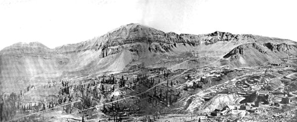 GENERAL VIEW OF SAVAGE BASIN, SHOWING THE TOMBOY, JAPAN AND OTHER PROPERTIES AND CAMP BIRD DIVIDE