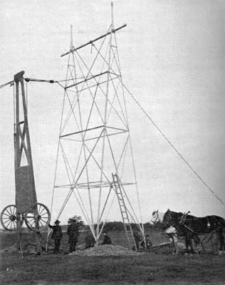 FIG. 4. - ONE OF THE TOWERS IN POSITION.