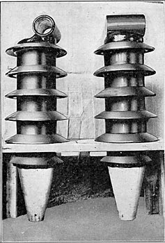 FIG. 3. - PORCELAIN BUSHINGS FOR INSULATING LEAD WIRES OF 450,000-VOLT LINE