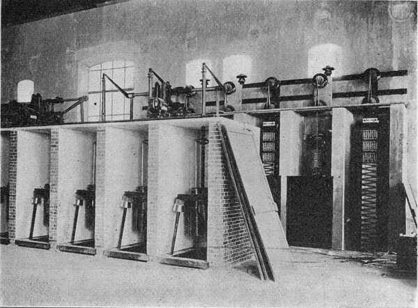 FIG. 6 -- OIL SWITCHES AND LIGHTNING ARRESTERS IN GENERATING STATION.