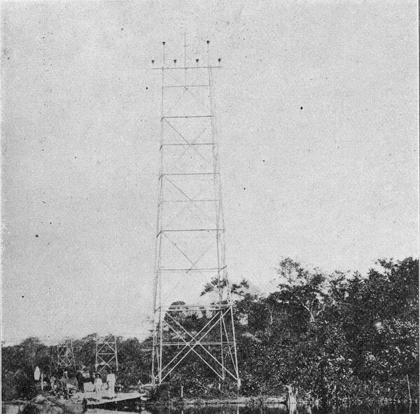 FIG. 9 -- TRANSMISSION LINE TOWER AT GUAPY CANAL.