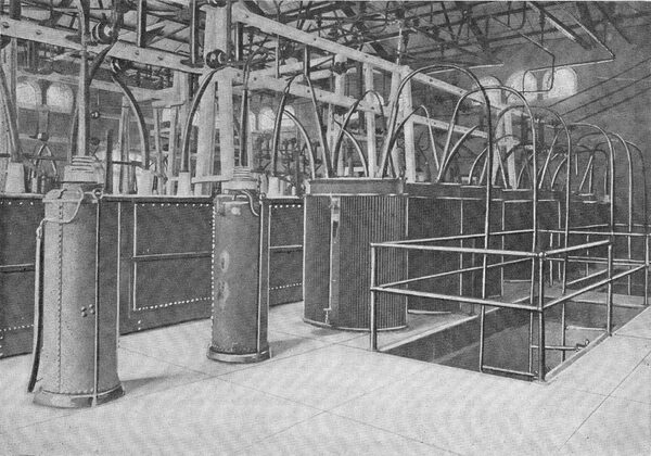 FIG. 5 --HIGH-TENSION SWITCH ROOM, GREAT FALLS GENERATING STATION.