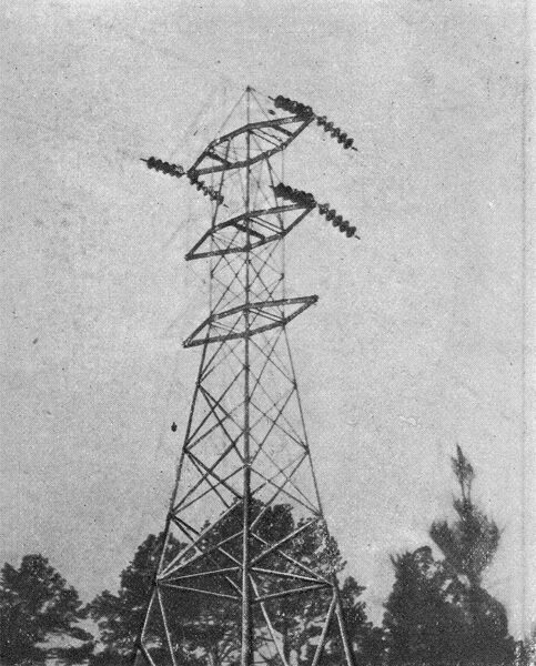 FIG. 7 -- 100,000-VOLT STRAIN TOWER.