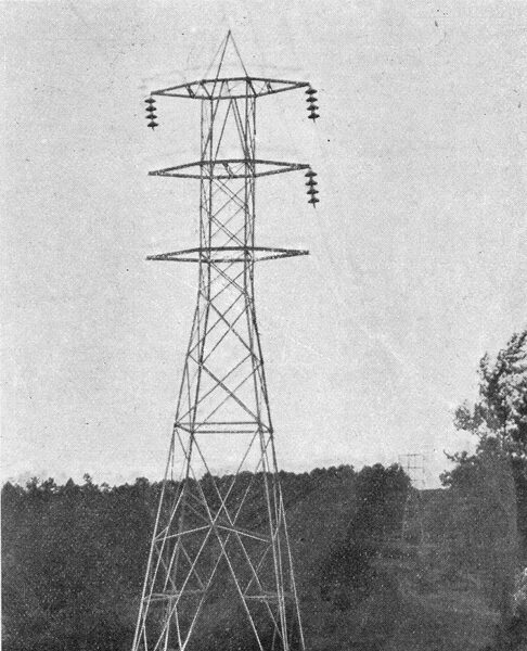 FIG. 9 -- 100,000-VOLT TRANSMISSION TOWER.