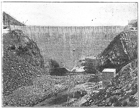 Fig. 1 - Transmission Line Leaving the Transformer House at the Roosevelt Dam.