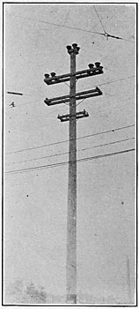 Pole-top construction at square turns. (60,000 volts)