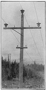Pole-top construction on main lines. (60,000 volts)