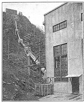 Fig. 29 - Pressure Pipes and Forebay House, Power House No. 2, Snoqualmie Falls.