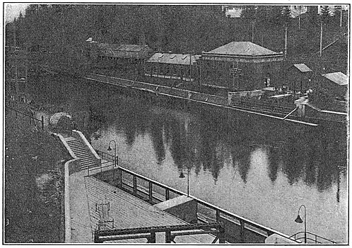 Fig. 30 - Transformer House and Intakes for Power Houses 1 and 2 at Snoqualmie Falls.