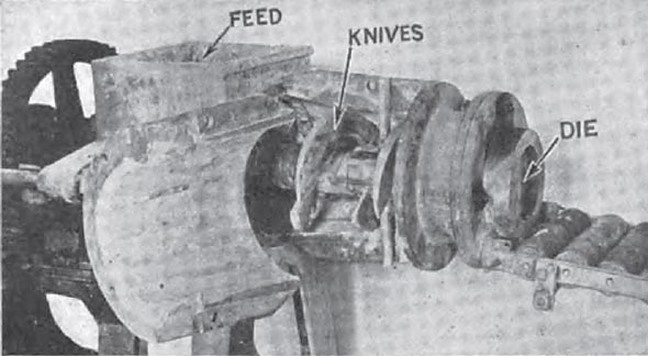 FIG. 2-HORIZONTAL PUG MILL/Cover removed to show position of knives.