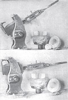 FIGS. 4 and 5-SIMPLE JIGGER ARM. Used to form or press the clay into ware. A finished cup is shown in Fig. 4.