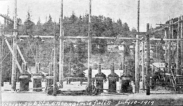 OUTDOOR SUBSTATION AT SNOQUALMIE, SHOWING LINE SWITCHES