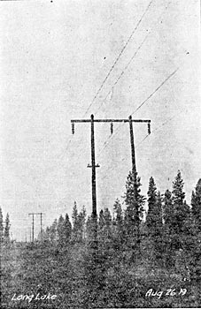 TYPICAL LINE CONSTRUCTION INTERMOUNTAIN POWER CO. NOTE TELEPHONE WIRES ON LOWER CROSS-ARM