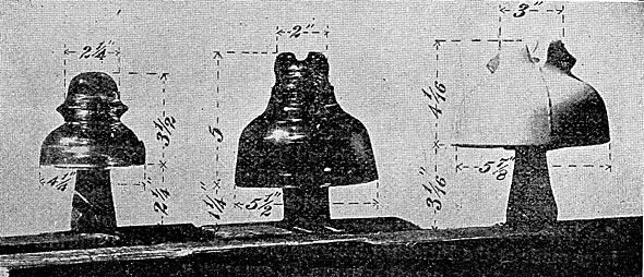 FIG. 5.  INSULATORS USED IN HIGH-TENSION TESTS AT TELLURIDE.