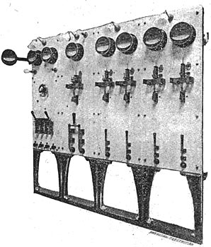 FIG. 13.  FRONT OF DIRECT CURRENT SWITCHBOARD.