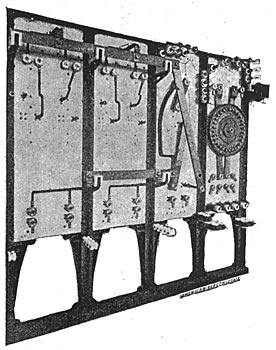 FIG. 14.  REAR OF DIRECT CURRENT SWITCHBOARD.
