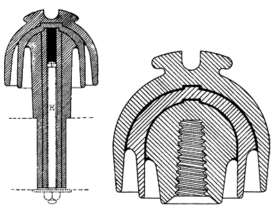 FIGS. 1 AND 2. - HIGH VOLTAGE INSULATORS.