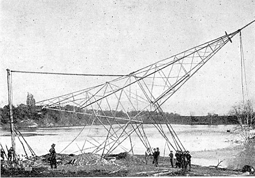 FIG. 10. - RAISING A 60-FT. TOWER.
