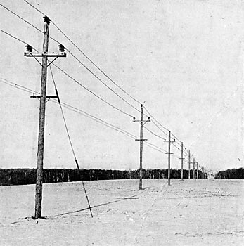FIG. 2. - LINE CONSTRUCTION AT GUYED POLE.