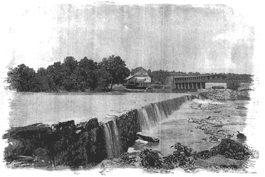 FIG. 1.  GENERAL VIEW OF POWER HOUSE AND DAM.