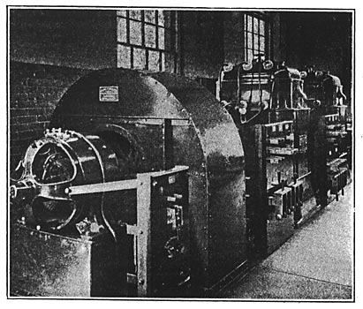 FIG. 19.  2300-VOLT AIR-BLAST TRANSFORMERS AND DIRECT-CURRENT, MOTOR-DRIVEN BLOWER.
