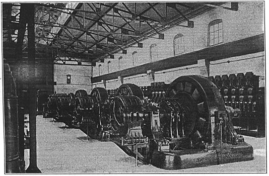 FIG. 9.  ROTARY CONVERTERS IN WATERBURY SUB-STATION NO. 1, ALTERNATING-CURRENT SIDE.