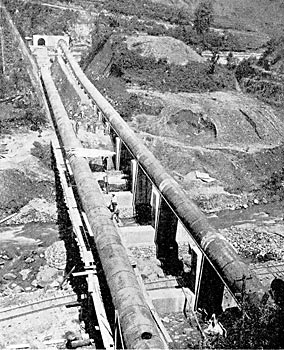 FIG. 9.-VIEW OF THE PIPE LINE FROM TUNNEL NO. 5.