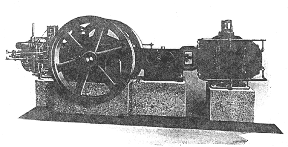Oil-engine compressor that furnishes a considerable percentage of the air used in the Gayner Glass Works.
