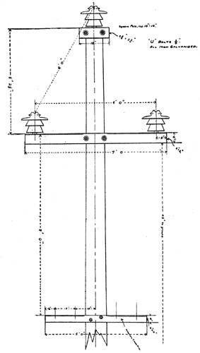 FIG. 6PRESENT METHOD OF CONSTRUCTING POLE TOPS FOR 60,000 VOLTS.