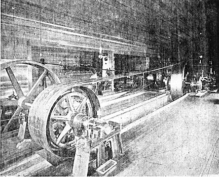 FIGURE 29. - STANLEY 100 HORSE-POWER SYNCHRONOUS MOTOR, DRIVING 10-DRILL COMPRESSOR AT THE IRON MASK MINE.