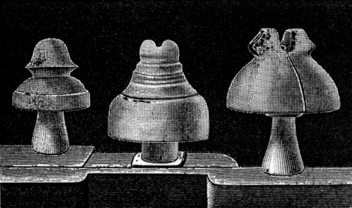 FIG. 2.  INSULATORS TRIED WITH HIGH TENSION AT AMES, COLORADO.