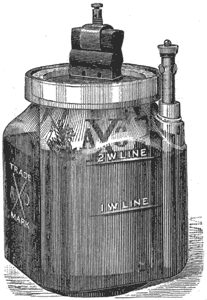 FIG. 1 AXO BATTERY, WITH JAR ADAPTED FOR SEALING HERMETICALLY.