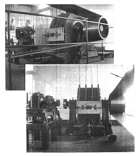 FIG. 1. POWER TRANSMISSION FROM LOWELL TO GRAND RAPIDS, MICH.  TWO VIEWS OF THE 200 KILOWATT GENERATOR AT LOWELL.
