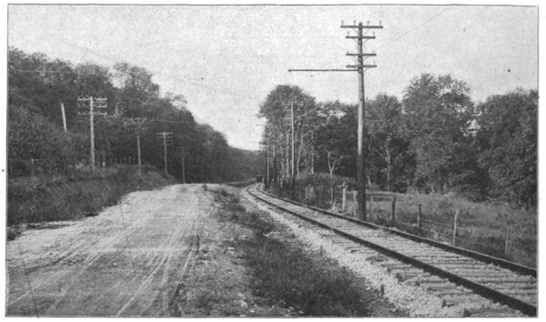 FIG. 1. CHICAGO-JOLIET ELECTRIC RAILWAY.  VIEW NEAR WILLOW SPRINGS.