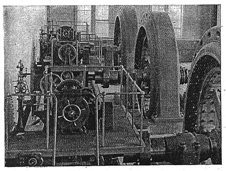 FIG. 7.  VIEW OF GENERATOR AND WATER WHEEL GOVERNOR.