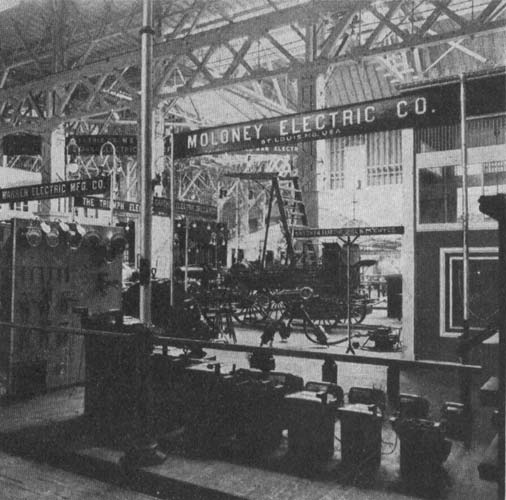 EXHIBIT OF MALONEY ELECTRIC COMPANY, LEONHARDT TOWER WAGON IN REAR.