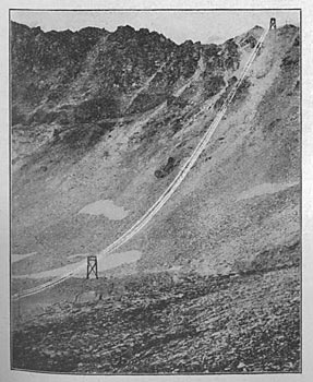 FIG. 2. WORK OF THE TELLURIDE POWER COMPANY.  LONG SPAN AT CAMP BIRD DIVIDE.