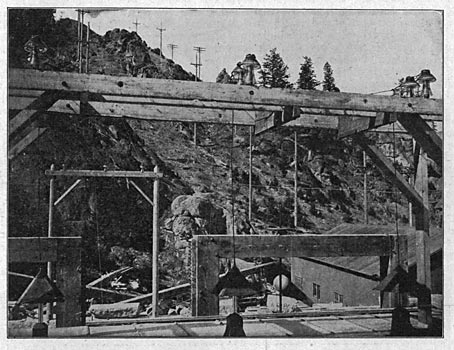 FIG. 11. High-tension Wires Leaving Roof of Generating Station./MISSOURI RIVER POWER COMPANY