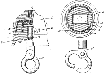FIGS. 13 AND 14.  ARC LAMP HANGER.