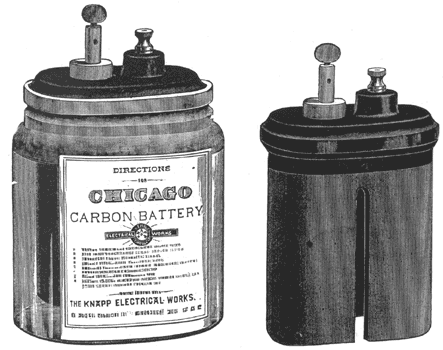FIGS. 1 AND 2. — THE "CHICAGO" CARBON BATTERY.